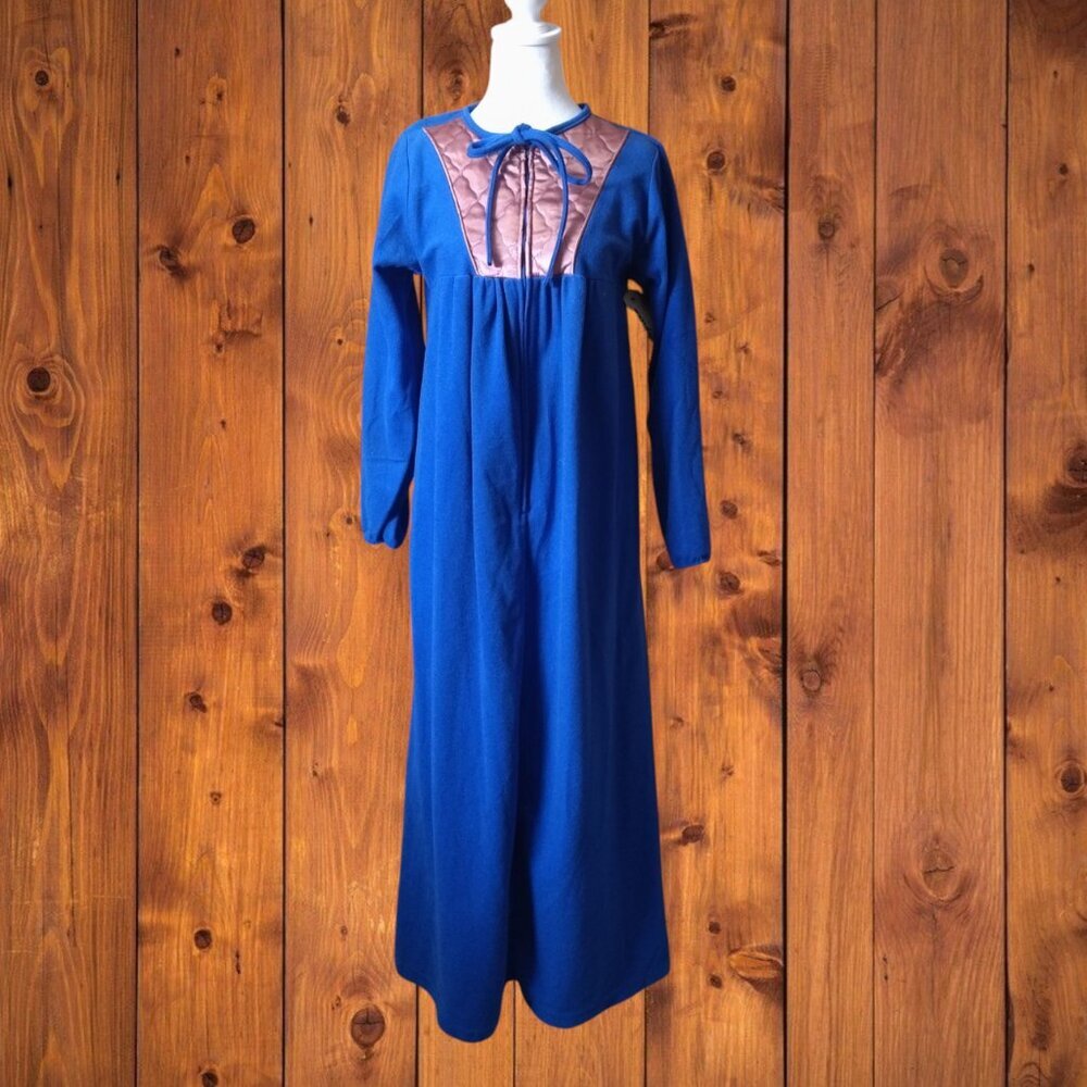 BERNETTE NEW YORK WOMEN'S MEDIUM LONG SLEEVE ZIP UP ROBE BLUE VINTAGE NEW